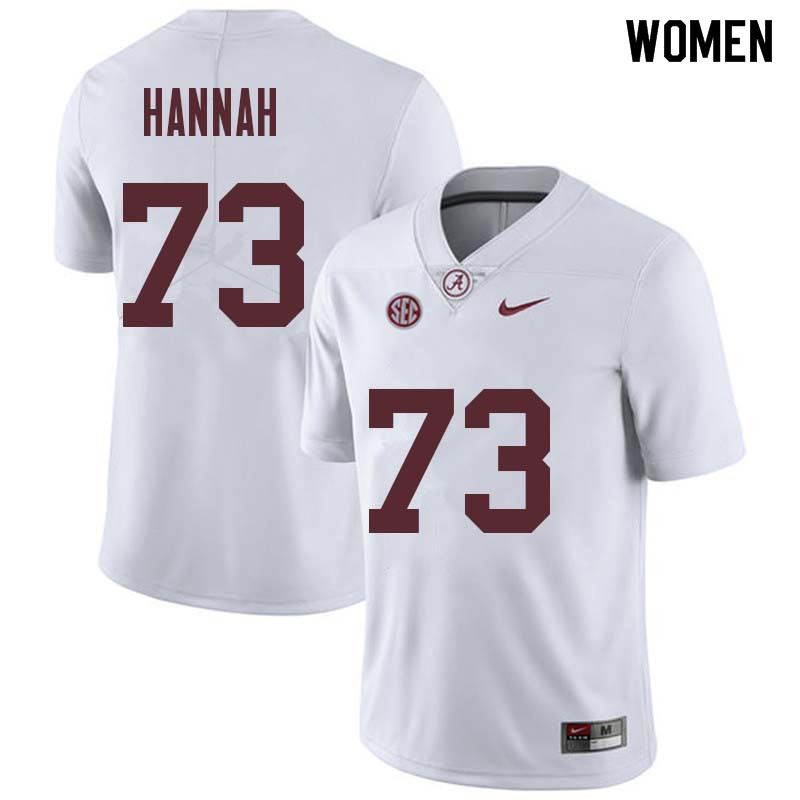 Alabama Crimson Tide Women's John Hannah #73 White NCAA Nike Authentic Stitched College Football Jersey OR16W24XX